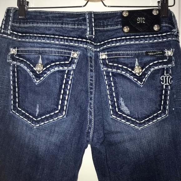 Miss Me Distressed Button Pocket Bootcut Jeans - Picture 1 of 6